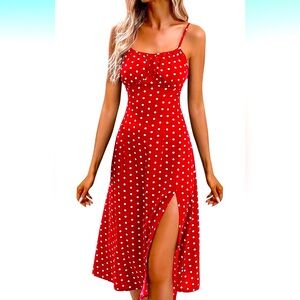 Womens Summer Dresses 2024 Sleeveless Long Maxi Dress Polka Dot